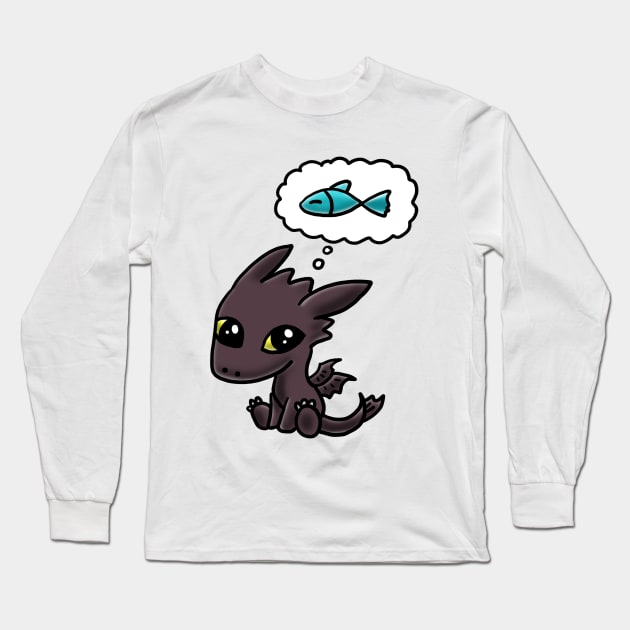 Toothless Wants Fish Long Sleeve T-Shirt by mayying